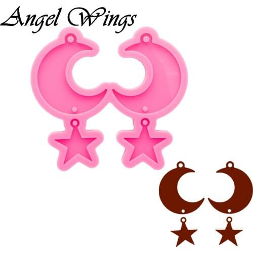 Shiny Resin Stars moon Earrings Silicone Molds , Clay Molds , DIY Resin Epoxy jewelries Mold , Polymer Clay DY0924