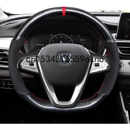 DIY Car Steering Wheel Cover For Changan CS75plus EADO XT CC CS35 Interior Accessories Carbon Fibre Leather Sewing