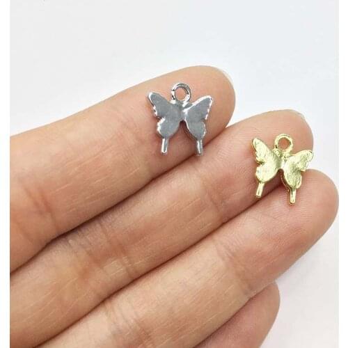 Eruifa 20pcs 12mm Butterfly Gold/Silver Plated Bee Zinc Alloy Charms Pendant Jewelry DIY Necklace Bracelet Earrings 2 Colors
