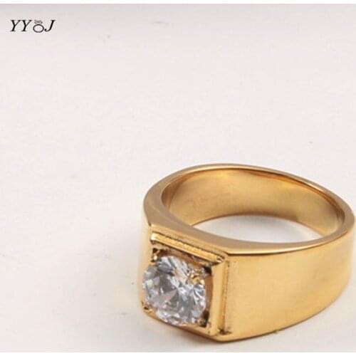 Big zircon stone square signet rings for women stainless steel gold chunky rings luxury designer vintage trendy women jewelry