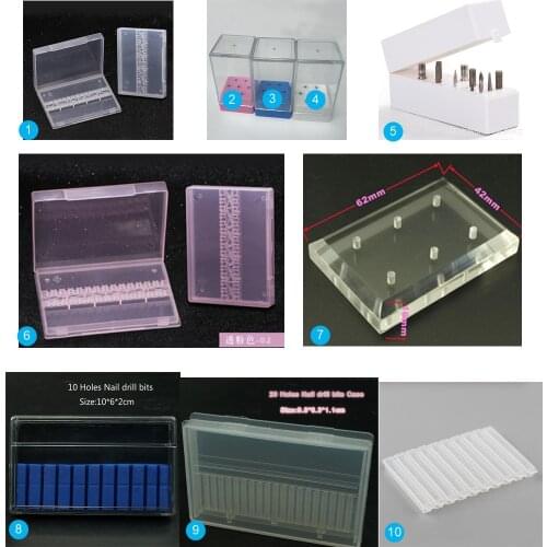 6 7 10 14 20 30 Slots Clear Nail Drill Bit Plastic Storage Box Holder Container Manicure Cutters Display Nail Accessorie
