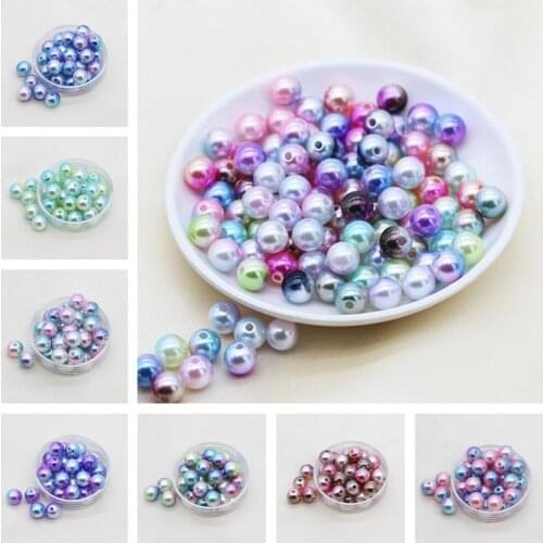 10mm 50pcs/lot Mermaid gradient color 9 colors optional ABS Imitation Pearl Round Beads Necklace Bracelet earring Jewelry Making