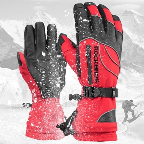 ROCKBROS Skiing Gloves Outdoors Keep Warm Thickened Plus Velvet Waterproof Windproof Cold Resistance Sports Motorcycle Gloves