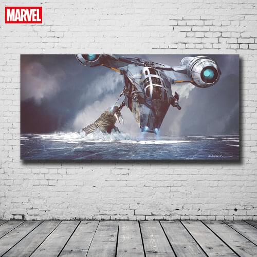 Mammoth attack The Mandalorian Canvas Painting Wall Art Poster Hand Painted Prints On Canvas For Living Room Home Decoration