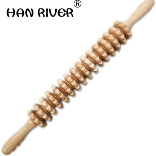 Milky white oval 6 thick yoga meridian rod shaft full-body massage stick wheel pounded his waist back massage neck leg wooden ma