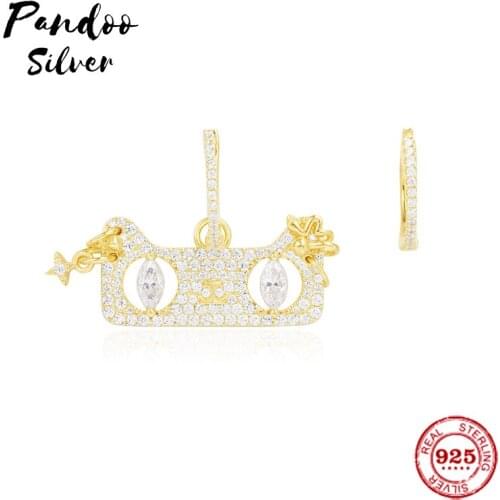 Fashion Charm Sterling Silver Copy 1:1 Copy,Asymmetric Yellow Silver Cat Earrings Women Luxury Jewelry Gift