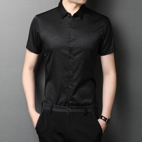 2021 Mens Summer Business Shirt Short Sleeves Geometric Print Breathable Collar Shirt Shirt Men Shirts Top Big Size