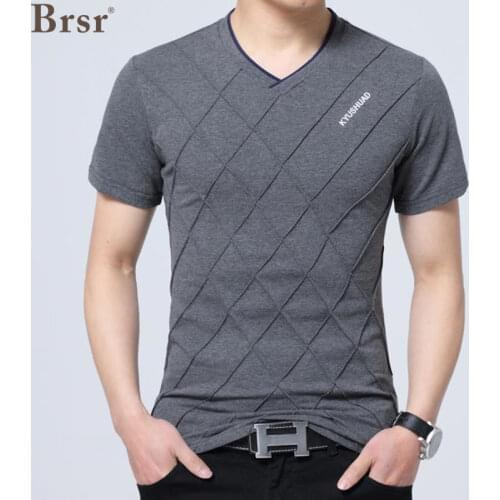 2021 summer new V-neck print advertising shirt mens short sleeve T-shirt Korean mens Short Sleeve T-Shirt