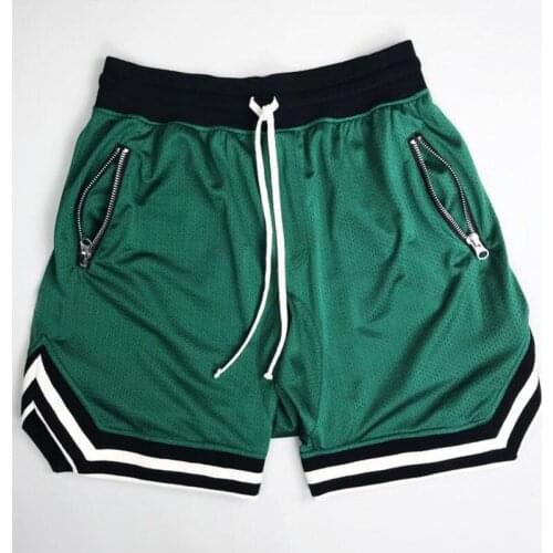 Mens Summer Solid Color Fashion New Five-point Pants Drawstring Elastic Waist Zipper Pocket Casual Running Sports Shorts