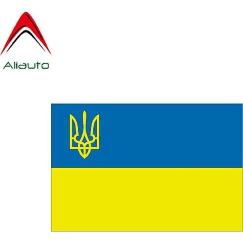 Aliauto Personality Funny Ukraine Flag Reflective Sunscreen Waterproof Cover Scratches Decal Car Sticker Accessories,12cm*8cm