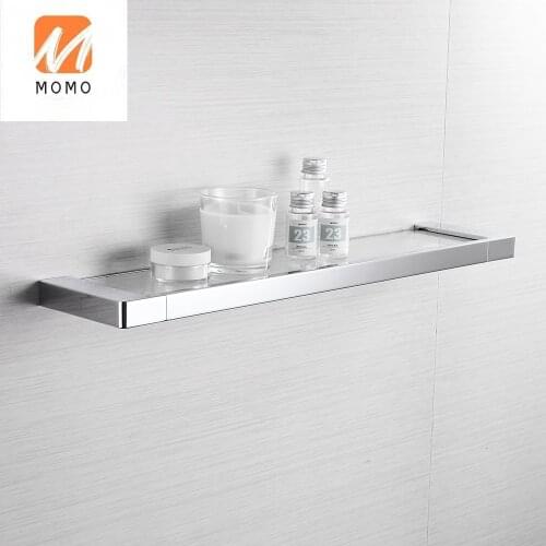 Wall mounted shelf bathroomshelves support single sided brass glass shelf FM-5762L glass corner shelf for bathrooms