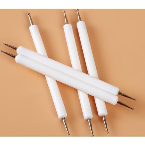 Double Headed Nail Drill Pens Polymer Clay Indentation Pen Wooden Handle Sphere Sculpting Tool Pottery Clay Dotting Tools