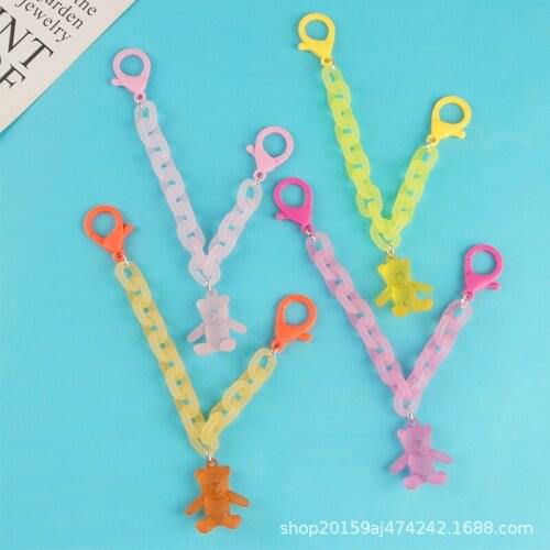 New Cute Gummy Bear Key Chain Pendant Macaron Color Open Ring Buckle Bag Pendant