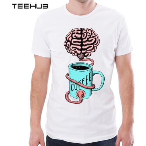 TEEHUB New Arrival 2019 Men Fashion Coffee Brain Printed T-Shirt Short Sleeve Tee Hipster Cool Design Tops