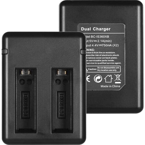 Plastic + Lithium Camera Battery Charger Kit Set With 2 Batteries for Insta360 one X with a USB cable for charging