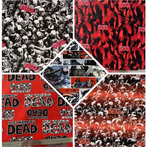 Half meter Cotton fabric Zombie Printed Plain Cloth Handmade Sewing Quilting Fabrics For Patchwork Needlework DIY Handmade