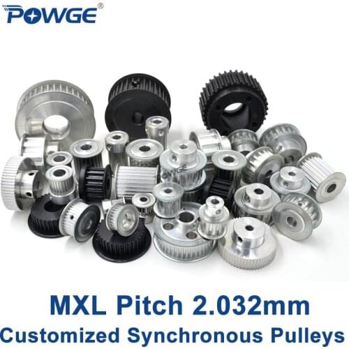 POWGE Inch Trapezoid MXL Timing pulley pitch 2.032mm wheel Gear Manufacture Customizing all kinds of MXL Synchronous pulley Belt