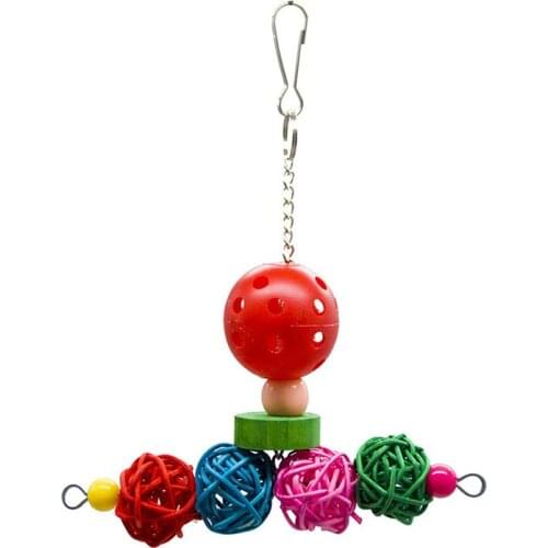Bird Hanging Toy Colorful Rattan Balls Hollow Parrot Cage Toy Bird Chewing Toy Cage Hanging Rattan Toy Parrot Toy Legendog