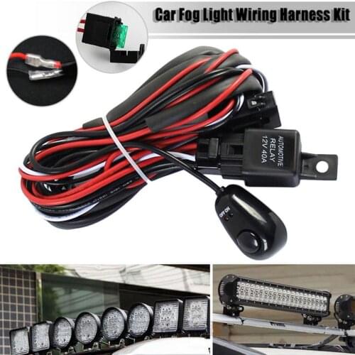 12V 40A Car LED Work Light Wiring Harness Relay Kit ON/OFF Switch For HID Fog Lamp LED Lamp Long Strip Light Off-road Spotlights