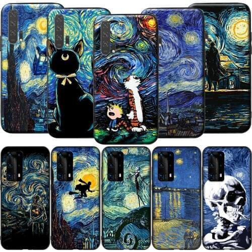 GX233 Starry Night Silicone Case for Huawei P9 P10 P20 P30 P40 Y6 2018 Y7 Y9 Lite Pro Max Prime Mini