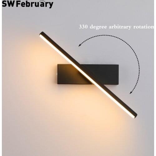 SWFebruary Bedroom Bedside Wall Light 330° Rotatable Adjustable Light Angle Indoor LED Wall Lamp Simple Light Fixture AC110/220V