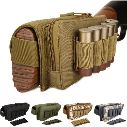 Tactical Rifle Shotgun Buttstock Cheek Rest Rifle Stock Ammo Shell Nylon Magazine Molle Cartridge Pouch Hunting Accessories