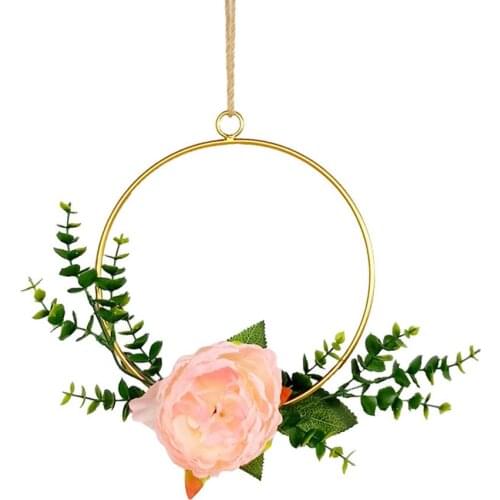 Wreath Garland Hanging Gold Iron Metal Ring Party Baby Shower Artificial Floral Wreath Bride Flower Dream Hoop DIY Decoration