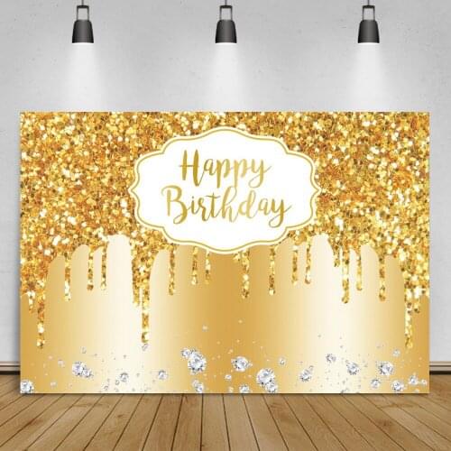 Vinyl Backgrounds For Photography Gold Dots Sequins Cake Happy Birthday Royal Party Decor Poster Banner Photo Backdrop Photocall
