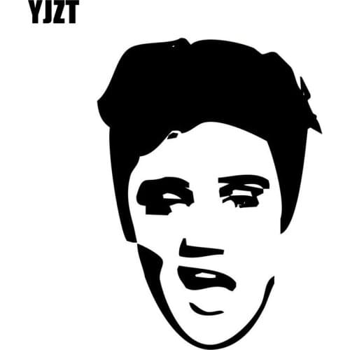 YJZT 9.2CM*12.7CM Elvis Presley Singing Face Fan Rock Roll Car Sticker Vinyl Decal Black/Silver C3-0003