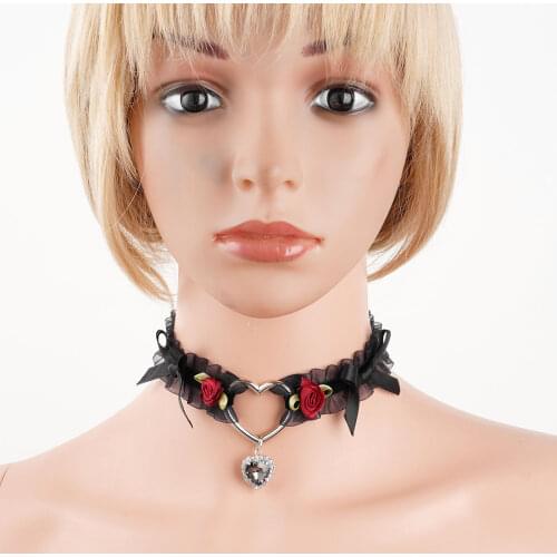Women Ruffled Lace Choker Handmade Kawaii Maid Neck Collar with Bell Adjustable Ribbon Tie Cute Necklace Choker Gifts for Girls