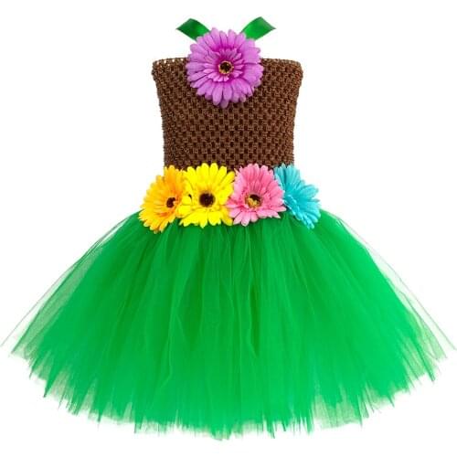 Hawaii Hula Tutu Dress for Girls Kids Summer Vacation Party Dresses Toddler Girls Hawaiian Princess Costume Birthday Purim Gifts
