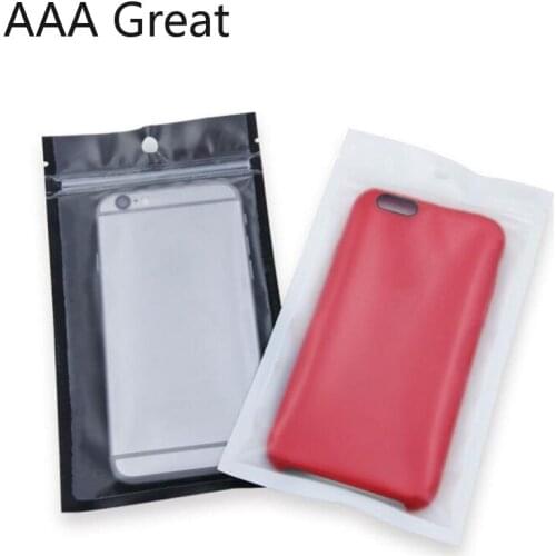 100Pcs/Lot Ziplock Bag Phone Case Data Cable Hang Hole Packing Sock Plastic Pouch Front Clear Clothes Food Storage Bags Grocery