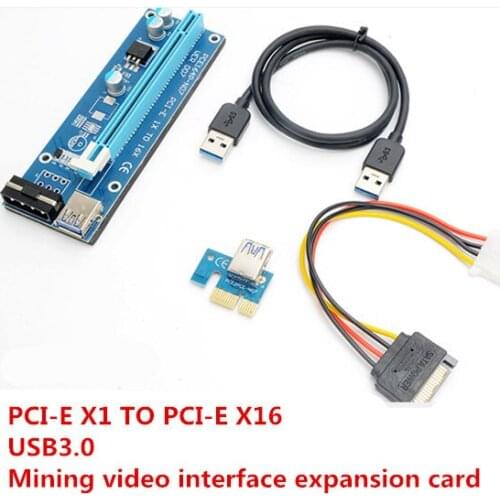 1x to 16x PCI Video Card Riser Card For H81 H61 TB250 BTO PRO H81S2 P6A TH61 PCI-E Extender USB3.0 Cable to 4Pin Power