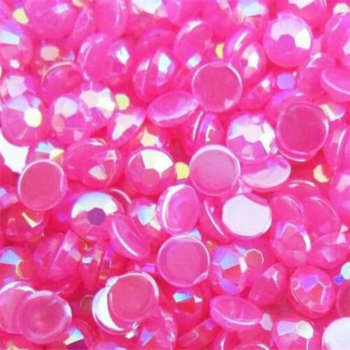 2-7MM DIY Bling Jelly Hot Pink AB Color Round Acrylic Rhinestones Flatback Acrylic Stone no Glue for Hand Craft Arts Decoration