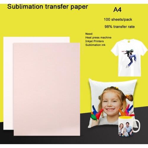 20/100 Sheets A4 Sublimation Heat Transfer Paper for Polyester T-Shirt Polyester Fabrics Cushion Cup Phone Case Printing DIY