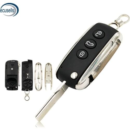3 Buttons Modified Folding Flip Blank Fob Key Case Remote Smart Key Shell for Bentley