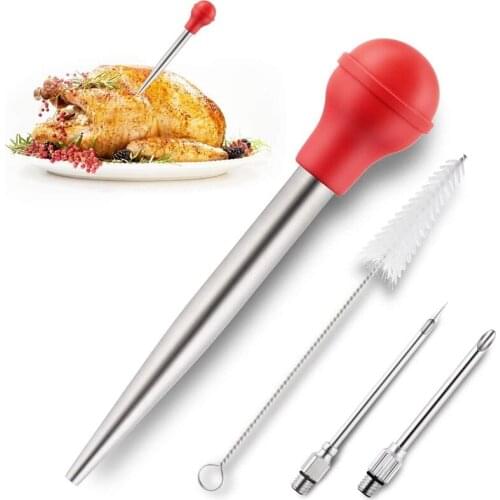 30ml Turkey Baster Set With Injection Needle Cleaning Brush For Meat BBQ Food Flavour Baster Syringe Tube Pipe