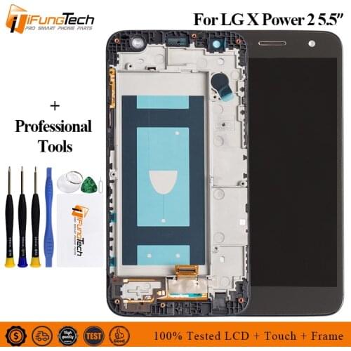 5.5" 100% New LCD For LG X Power 2 M320 Display Touch Screen Repair Parts For LG X500 X Charge Digitizer Assembly With Frame