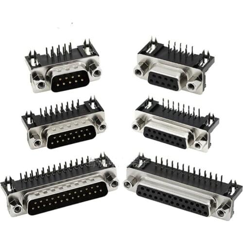 9/15/25/37 pins 2 Row 3 Row Lock Screw Right Angle Female Plug D-sub PCB Connector
