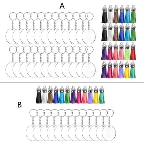 Acrylic sublimation blanks Circle Discs Circle Key Chains Clear Round Acrylic Keychain Blanks and Tassel Pendant Keyring Crafts