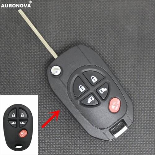 AURONOVA Modified Flip Folding Key Shell for Toyota Sequoia Highlander Sienna Tacoma Tundra 4+1 Buttons TOY43 Car Key Case Cover