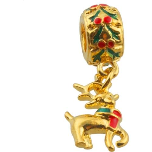 1Lot(2Pcs) Christmas Themed Big Beads for DIY Jewelry Making Charms Bracelet Women Original Ornaments