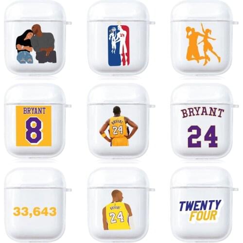 Kobe Bryant Case for Airpods 2 1 Soft Silicone Transparent Case Black Mamba Earphone Cover Protective Headset Shockproof Cover