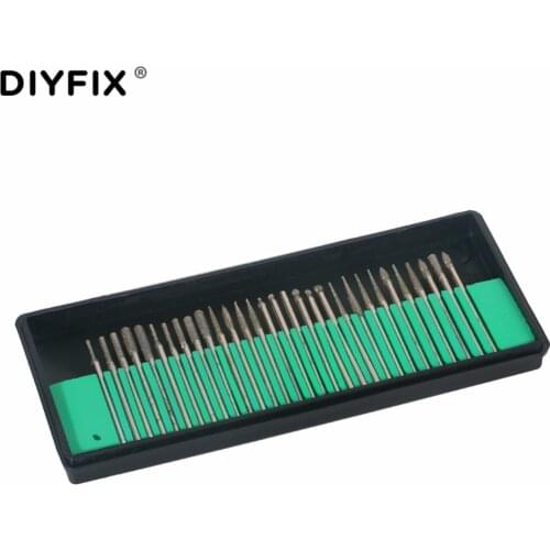 DIYFIX 30Pcs 2.35mm Shank Diamond Burr Set Mini Drill Bits Rotary Tool Polishing Needles Grinding Head Carving Tools