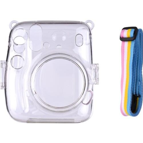 For Instant Camera Transparent Protection Case with Rainbow Lanyard Replacement for Fujifilm Instax Mini 11