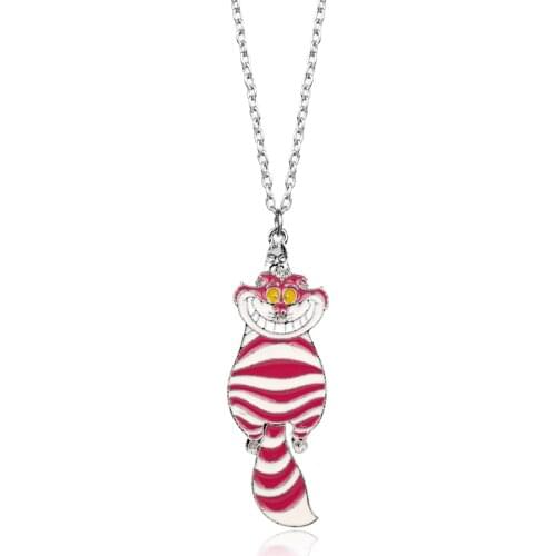 Dongsheng Alice Necklace Pink Cat Smile Face Pendant Necklace Chain Charm Jewelry For Girls Gift -30