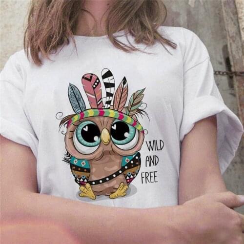 New T Shirts Women Fashion Graphic Cartoon Owl Print Tshirts Casual Tops Harajuku Tees Female T Shirts Clothing Camisas Mujer