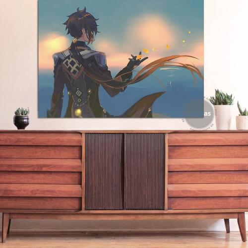Canvas Anime Morax Genshin Impact Pictures Home Decoration Paintings Poster HD Prints Wall Art Modular Living Room