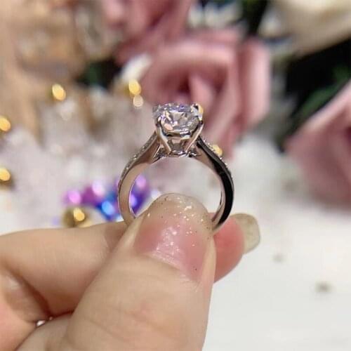 9K White Gold Ring for Gift 1ct 2ct 3ct Lab Moissanite DF Color 4 Claws customizable Fine Jewerly Diamond Rings for Lover