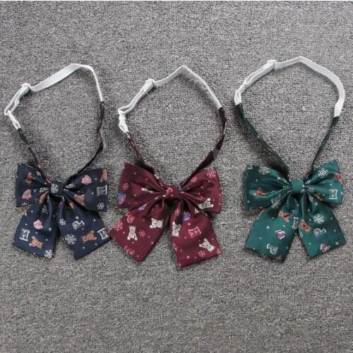 Cute Womens Pure Color British Japanese School Girls JK Uniform bear BowKnot Tie Students Necktie Cosplay Lolita 10 Colors